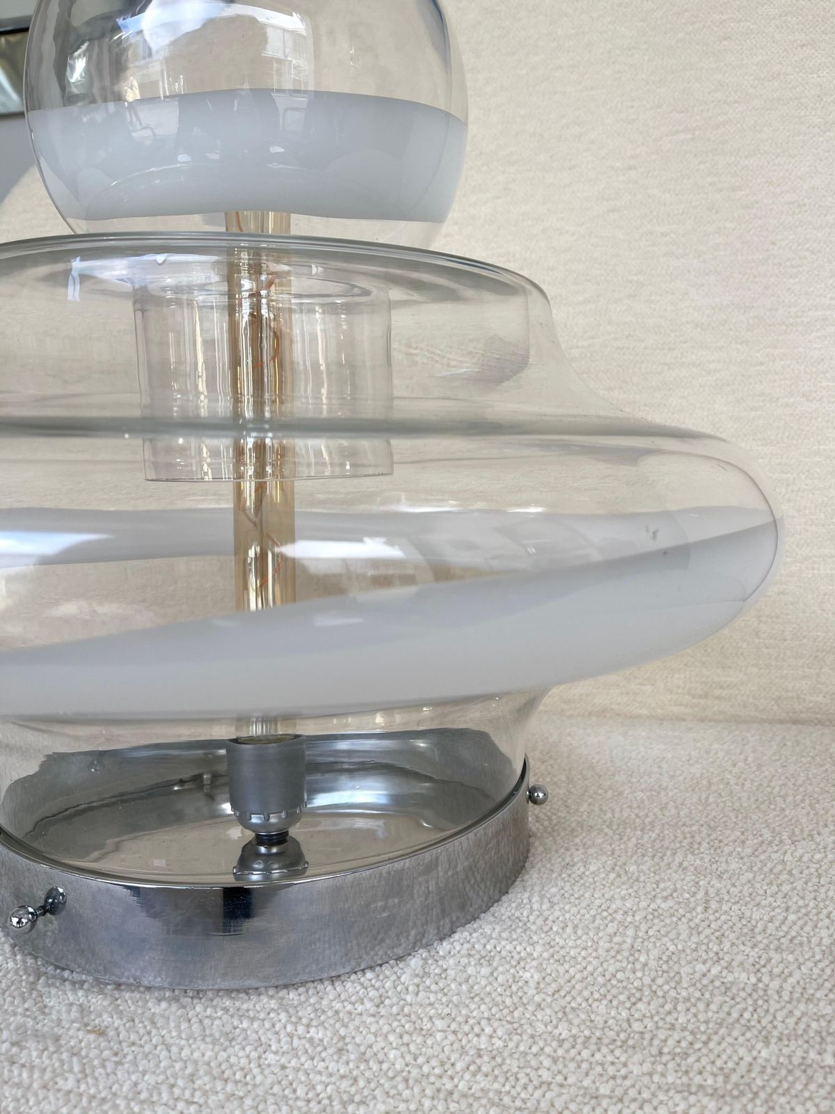 Lamp Murano Glass And Metal By Mazzega, Italy, 1970s photo Lighting