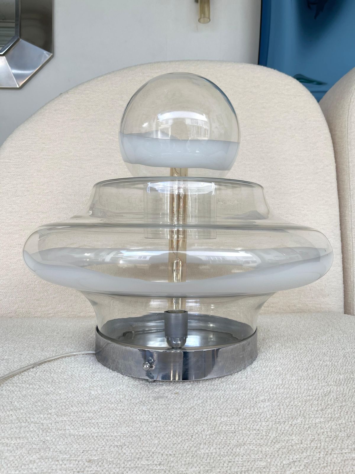 Lamp Murano Glass And Metal By Mazzega, Italy, 1970s photo buy