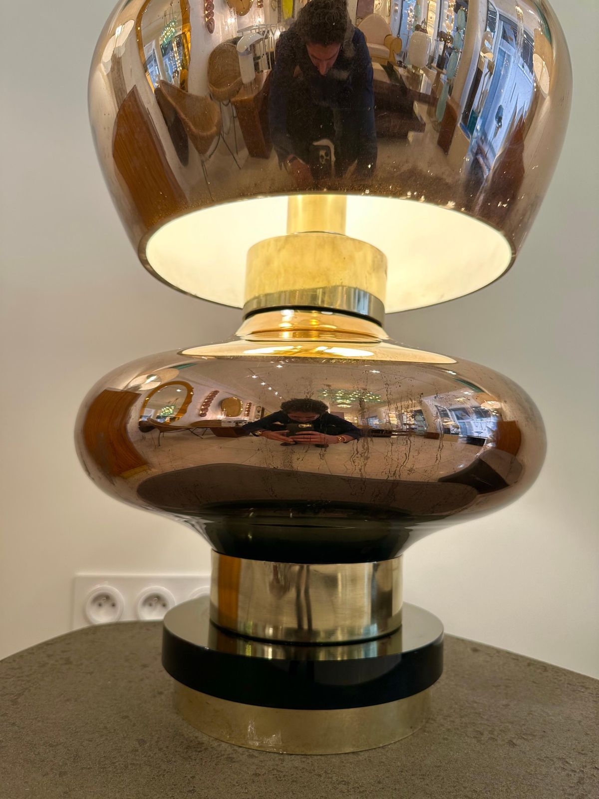 Contemporary Brass And Gold Murano Glass Lamp, Italy photo Lighting