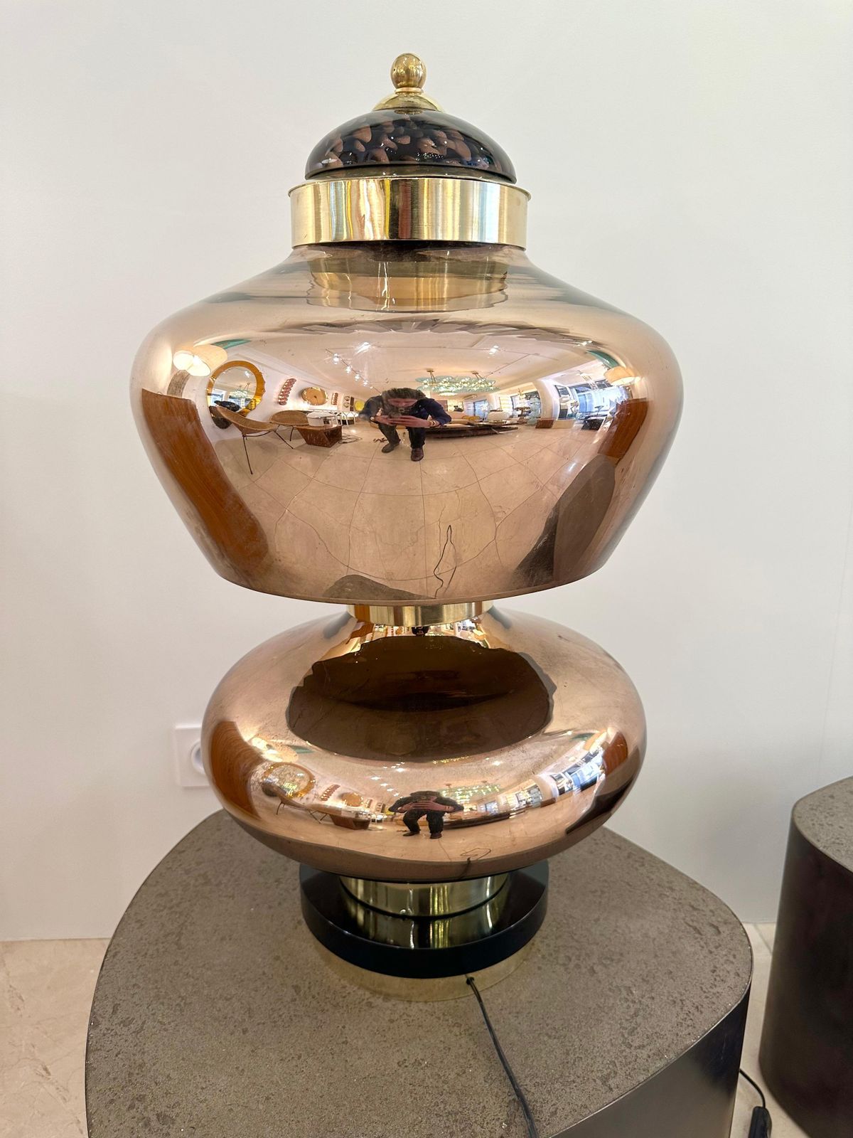 2566.0 Contemporary Brass And Gold Murano Glass Lamp, Italy photo