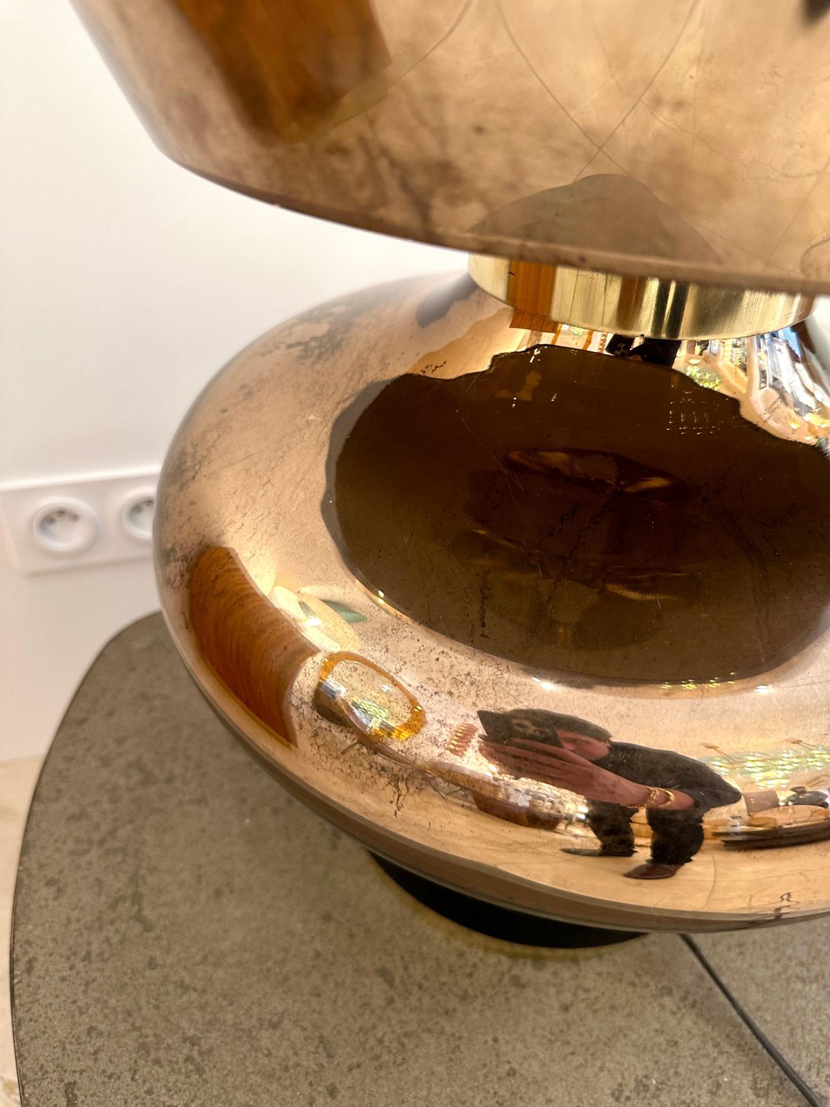 photo vinterior Contemporary Brass And Gold Murano Glass Lamp, Italy