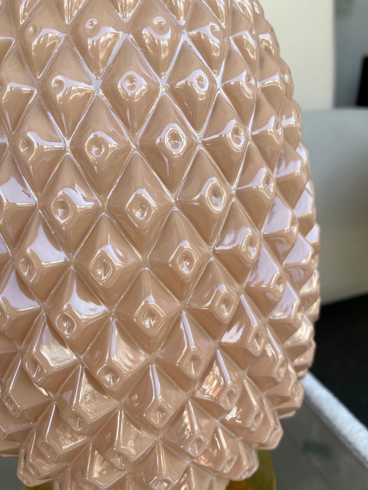 Contemporary Pair Of Pink Pineapple Murano Glass And Brass Lamps, Italy photo 2566.0