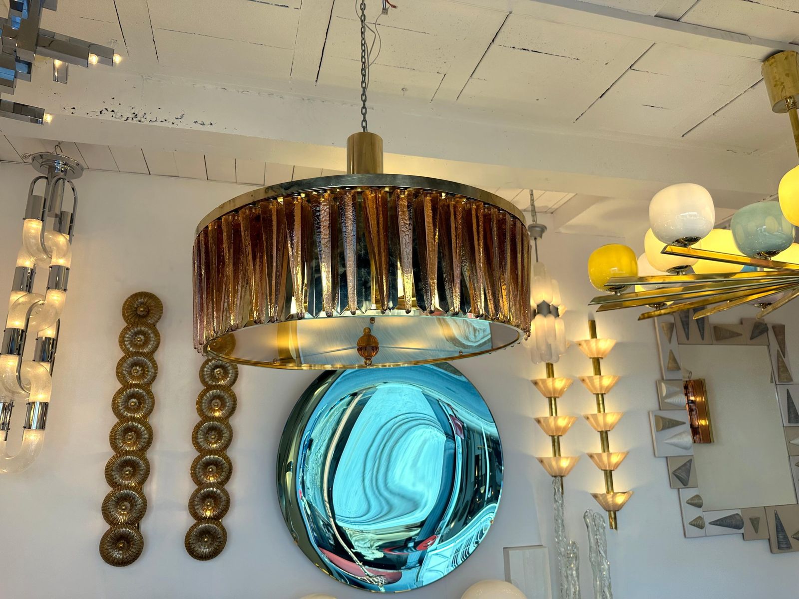Contemporary Stalactite Chandelier Brass And Murano Glass , Italy photo 7697.0