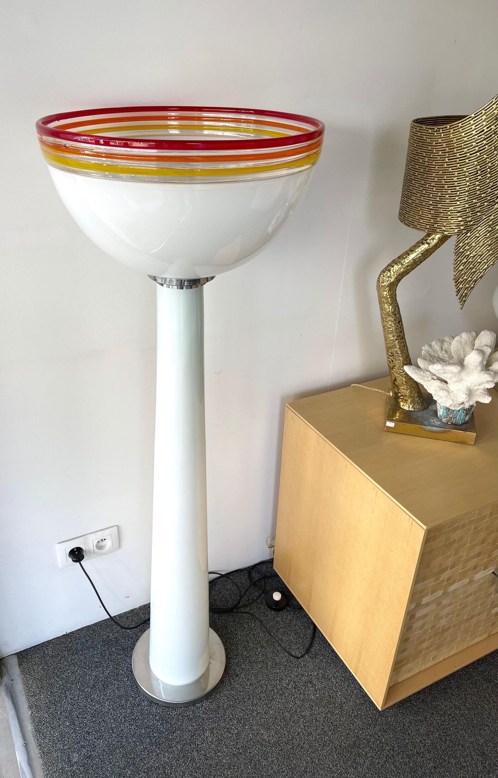 Murano Glass Floor Lamp By Roberto Pamio For Leucos, Italy, 1970s photo for sale