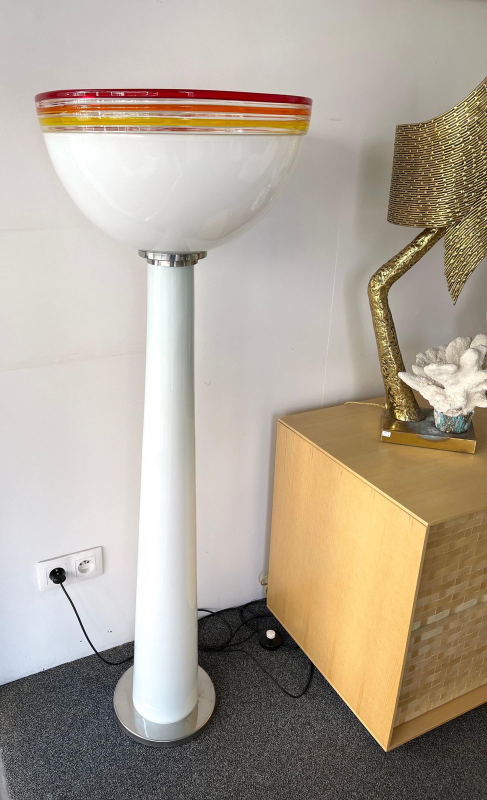 Murano Glass Floor Lamp By Roberto Pamio For Leucos, Italy, 1970s photo vintage