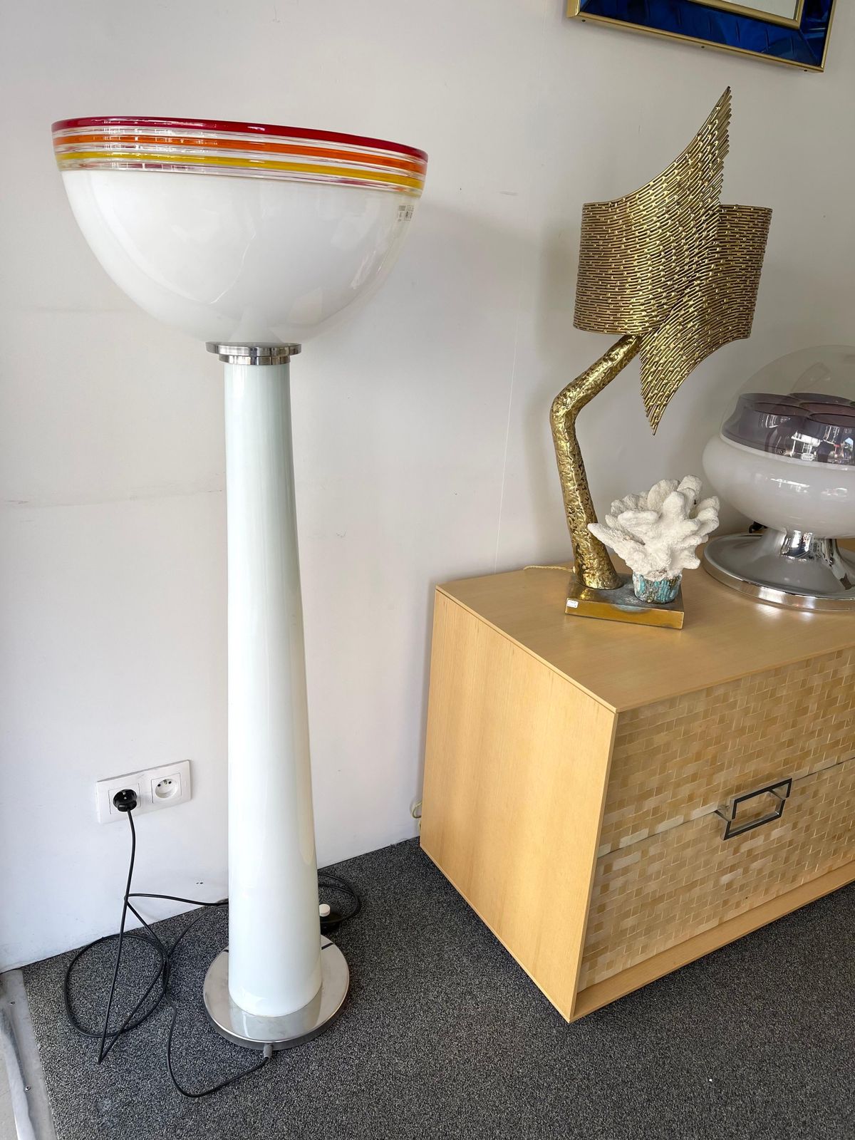 3250.0 Murano Glass Floor Lamp By Roberto Pamio For Leucos, Italy, 1970s photo