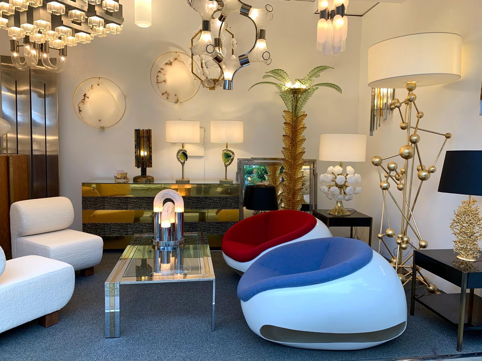 2993.0 Contemporary Brass Sputnik Murano Glass Cloud Lamp, Italy photo
