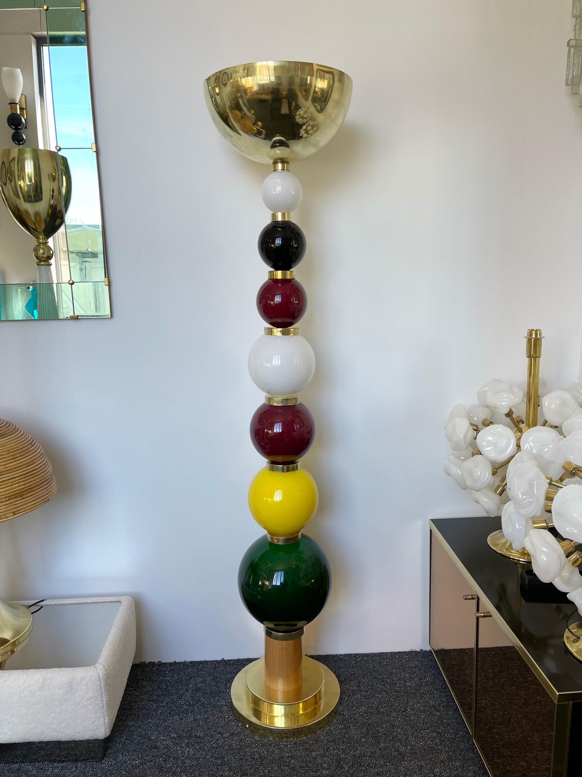 Contemporary Brass Murano Glass Atomo Ball Floor Lamp, Italy photo 3592.0
