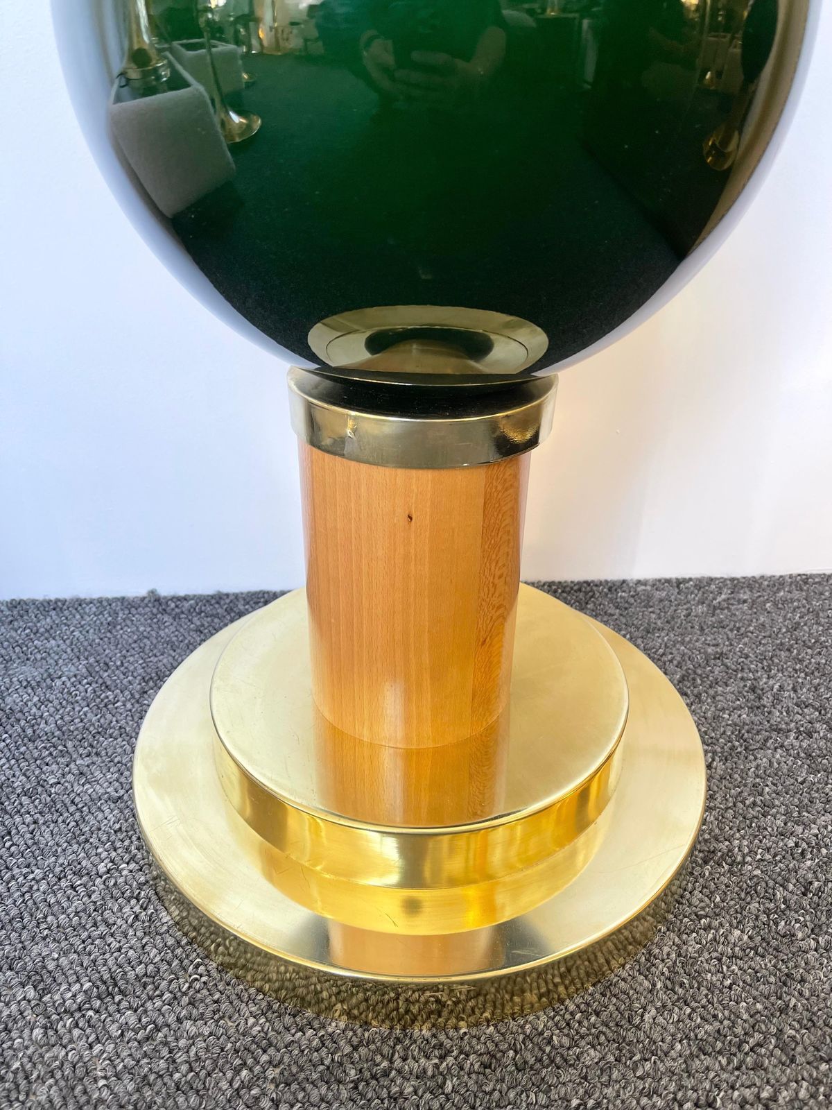 photo for sale Contemporary Brass Murano Glass Atomo Ball Floor Lamp, Italy