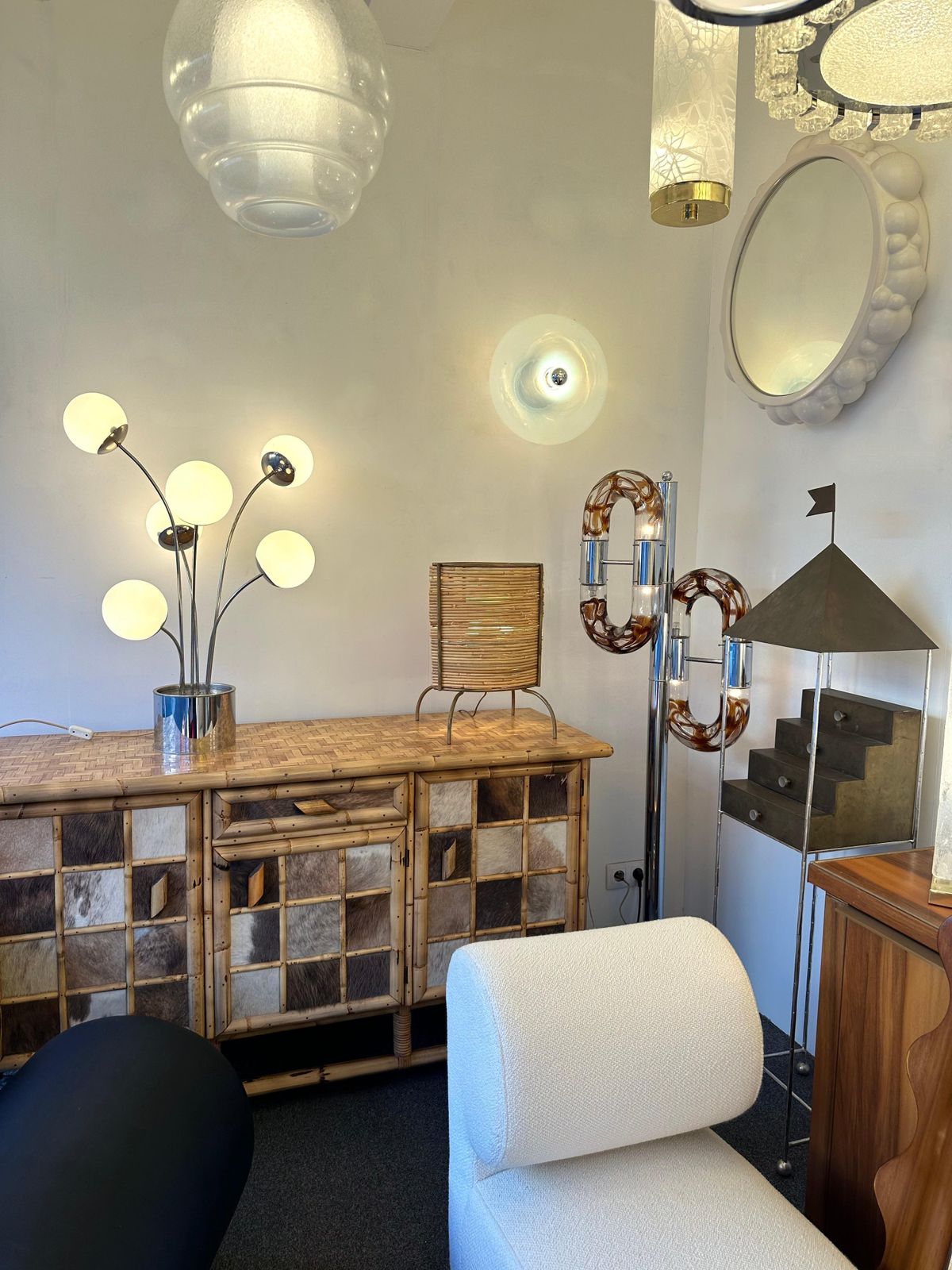 Lamp Metal And Opaline Glass By Pia Guidetti Crippa For Lumi, Italy, 1970s photo furniture