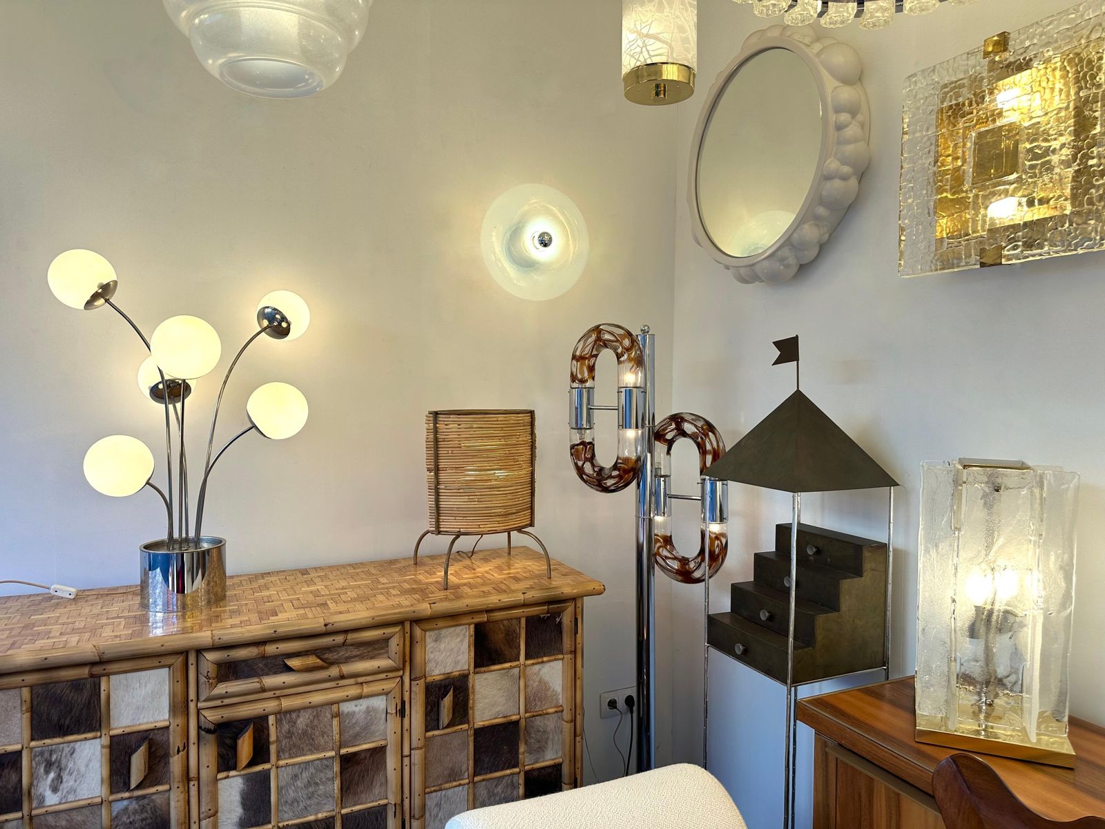 Lamp Metal And Opaline Glass By Pia Guidetti Crippa For Lumi, Italy, 1970s photo Lighting