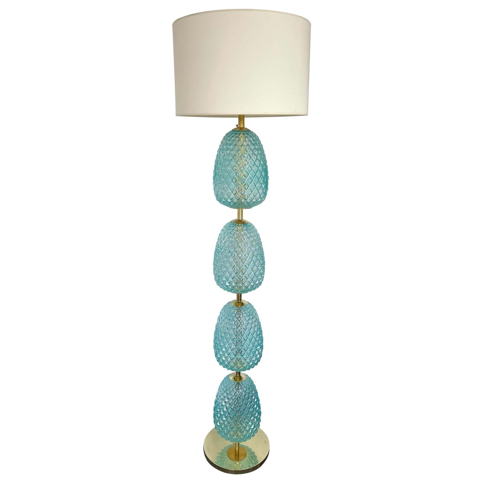 Contemporary Brass Pineapple Murano Glass Floor Lamp, Italy