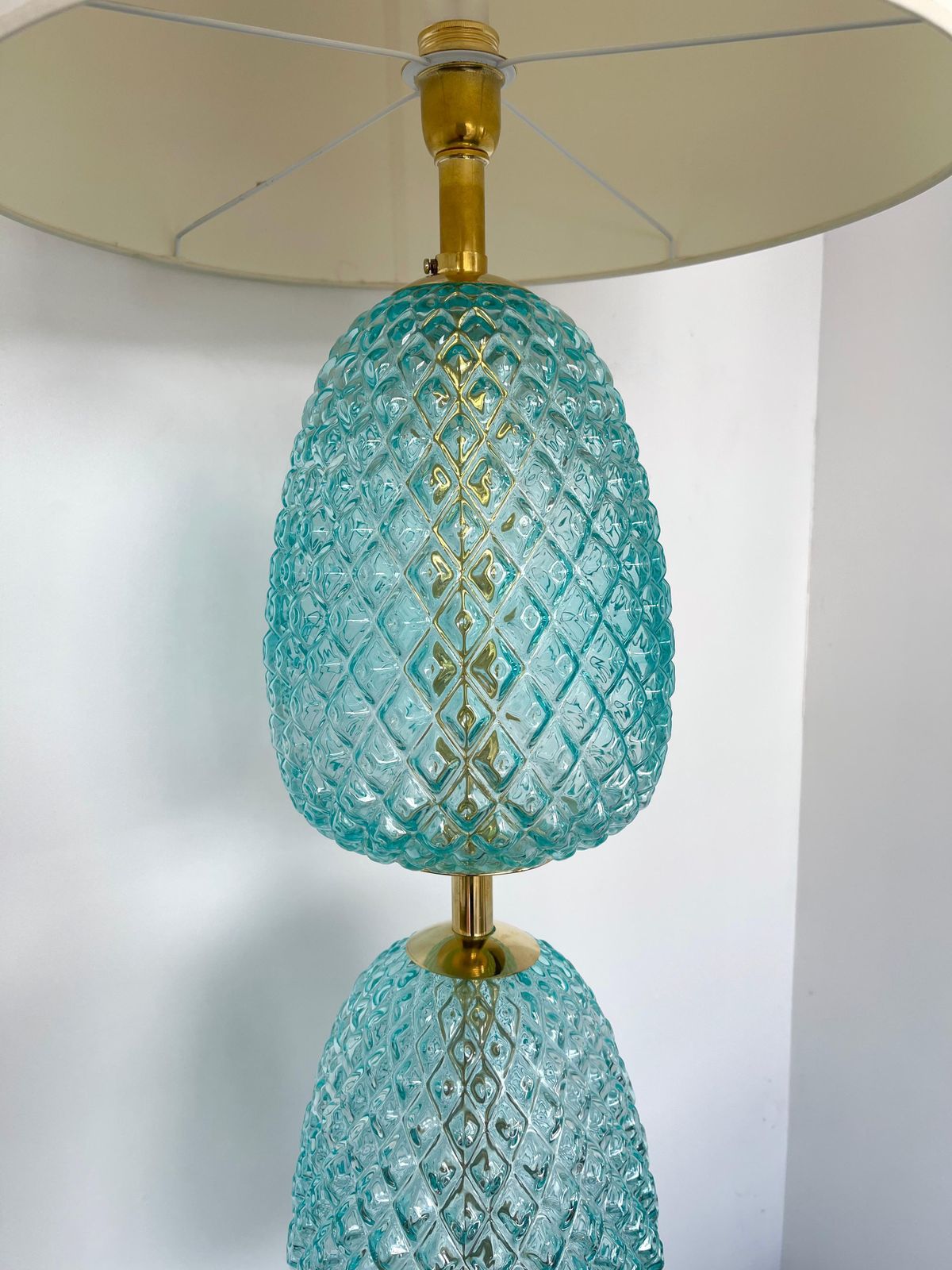 Contemporary Brass Pineapple Murano Glass Floor Lamp, Italy photo furniture