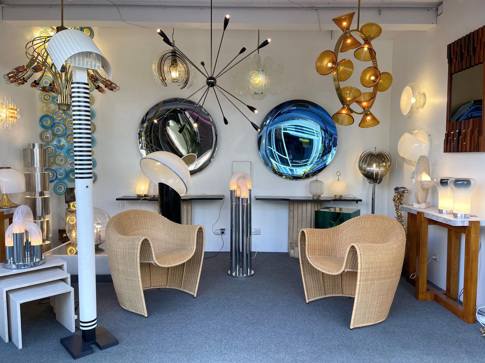 Mid Century Modern Ring Floor Lamp Murano Glass Metal By Mazzega, Italy, 1970s photo furniture