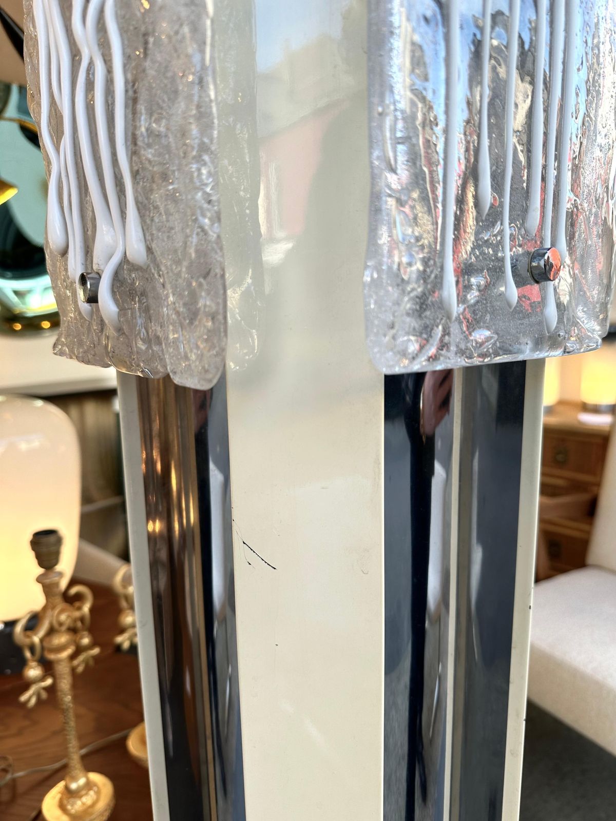 4105.0 Mid Century Modern Murano Glass And Metal Floor Lamp By Esperia, Italy, 1970s photo