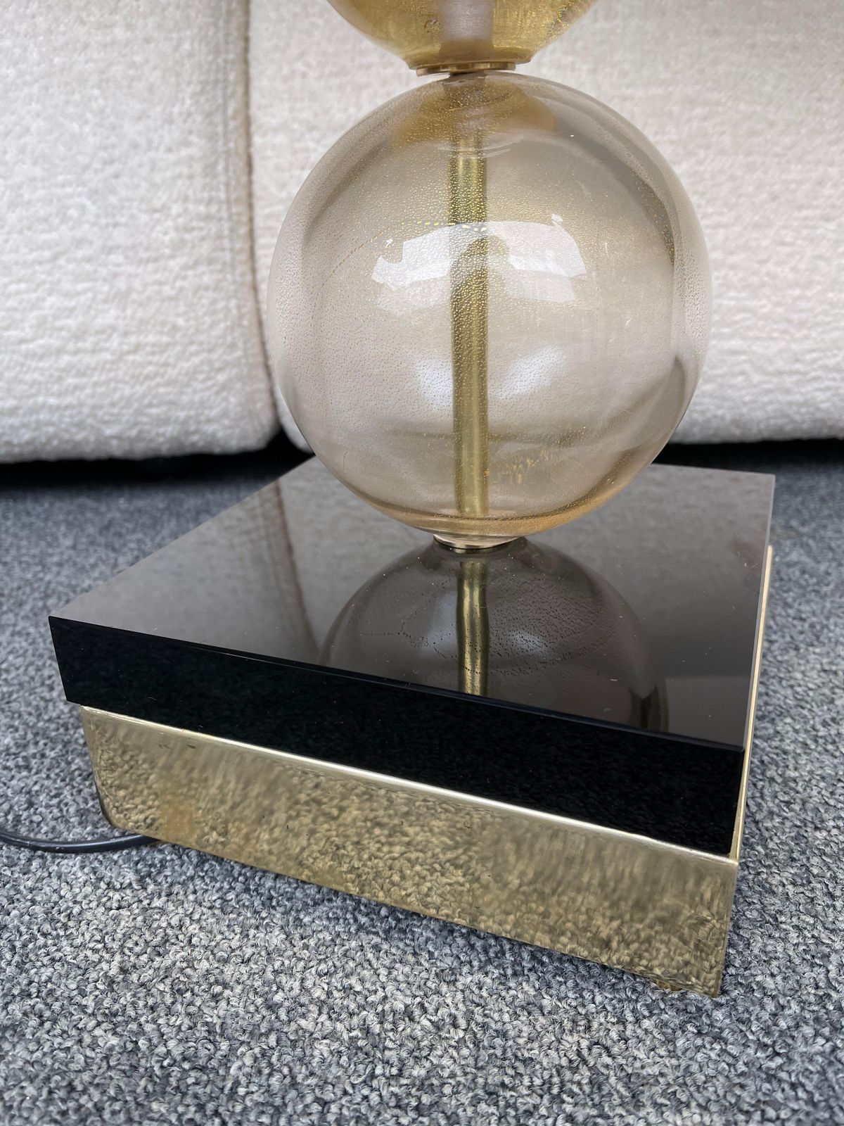 photo furniture Contemporary Pair Of Gold Bubble Murano Glass And Brass Lamps, Italy