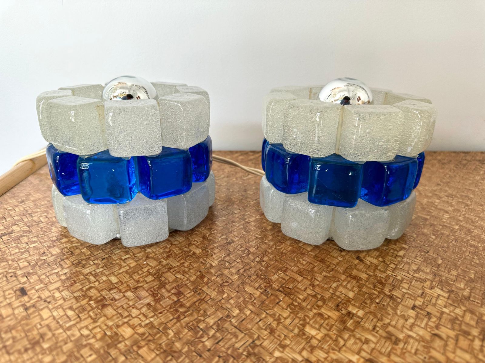 photo furniture Pair Of Round Bubble Glass Lamps By Poliarte, Italy, 1970s