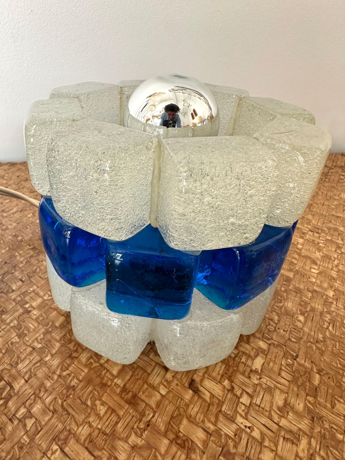 photo for sale Pair Of Round Bubble Glass Lamps By Poliarte, Italy, 1970s