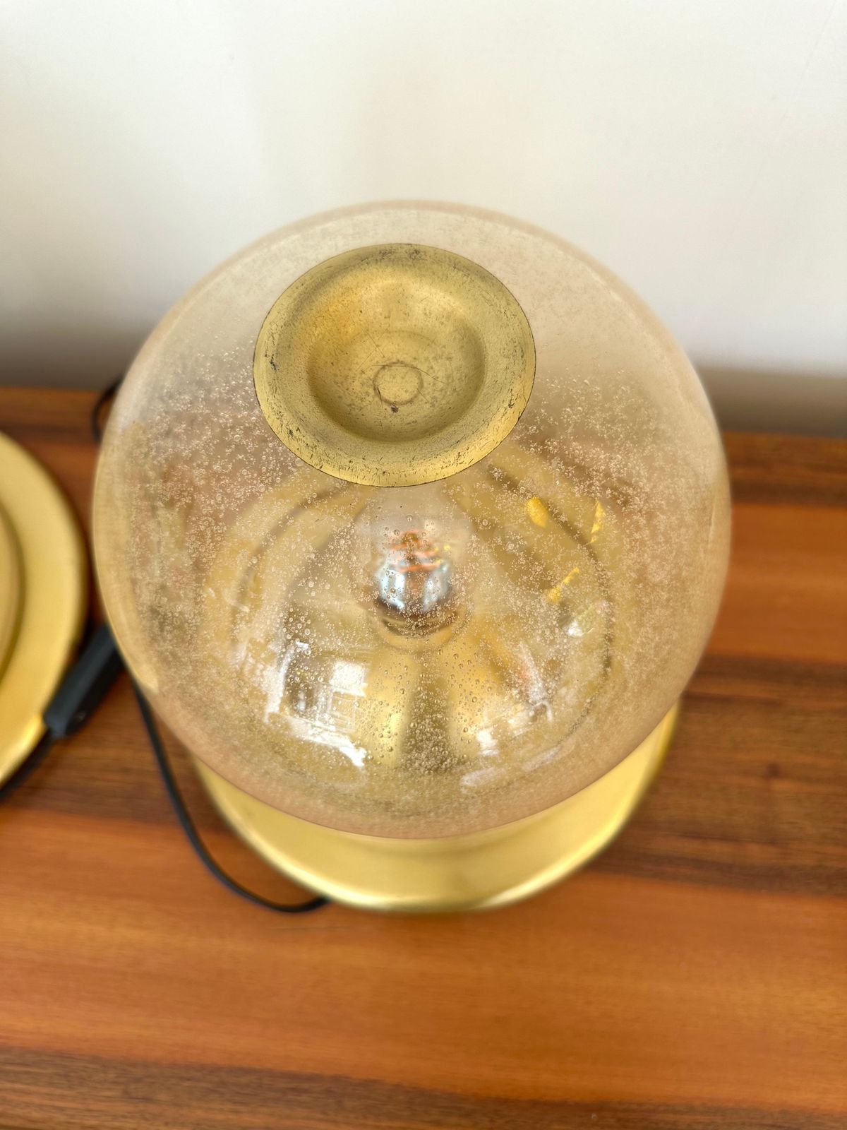 3250.0 Pair Of Lamps Brass And Gold Bubble Murano Glass By F. Fabbian, Italy, 1970s photo