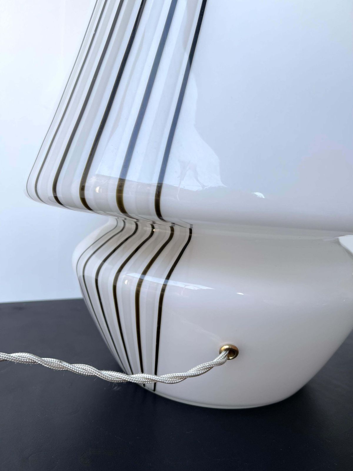 Pair Of Large Stripe Murano Glass Lamps, Italy, 1970s photo Lighting