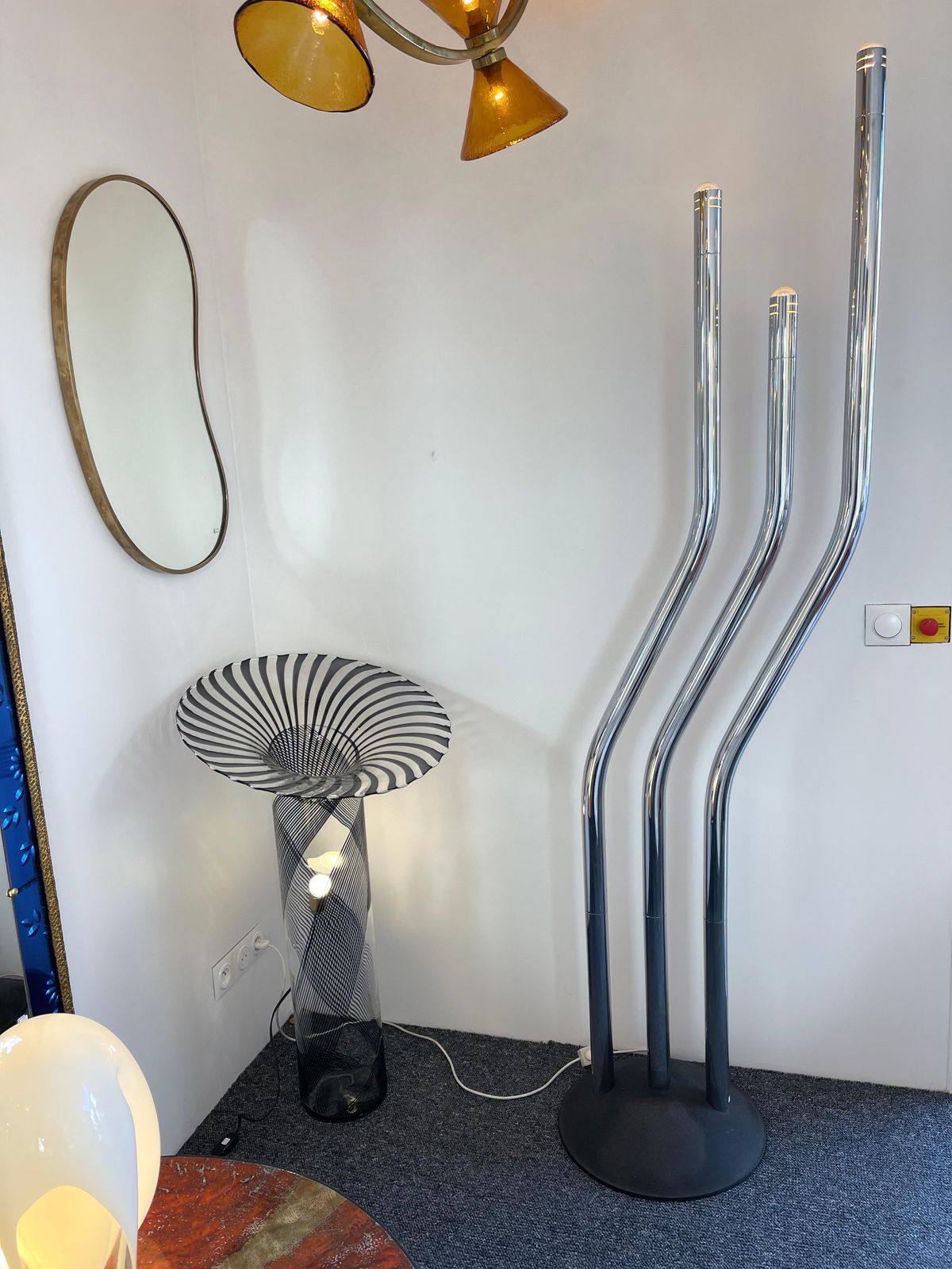 photo furniture Tall Organ Modular Tube Metal Chrome Floor Lamp By Reggiani, Italy, 1970s