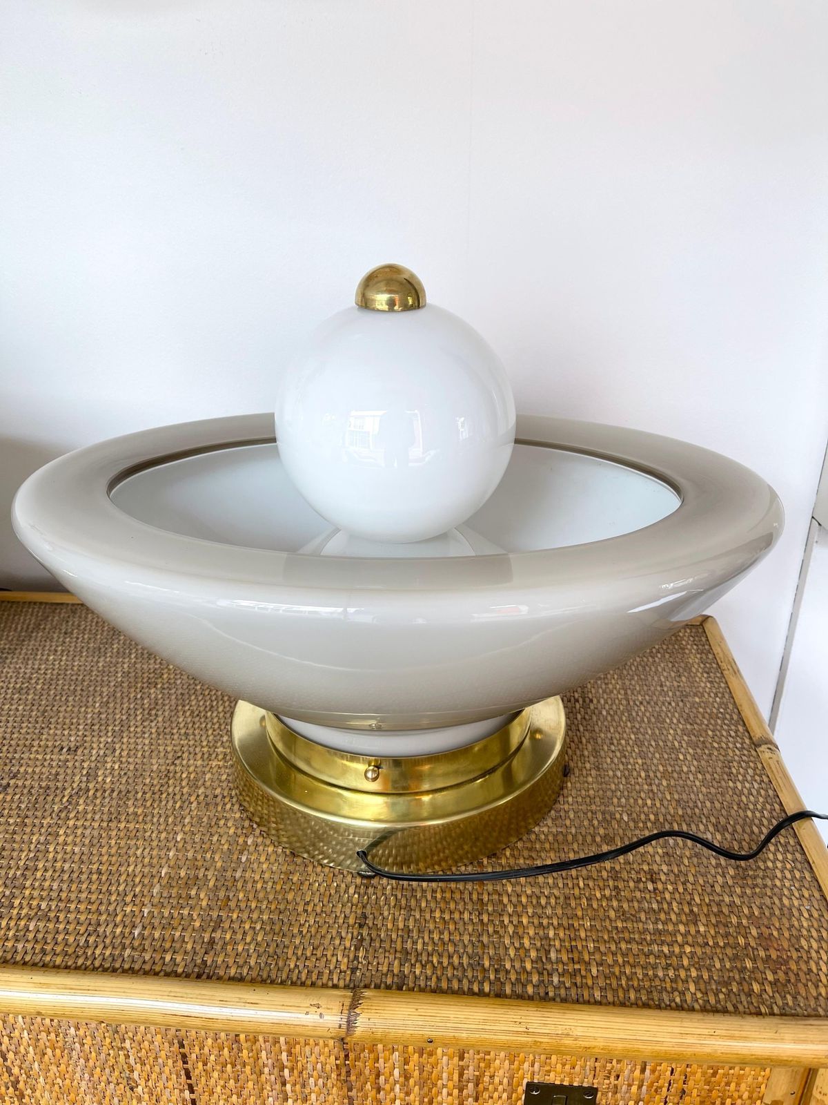 Lighting Contemporary Pair Of Brass Murano Glass Fountain Lamps, Italy photo