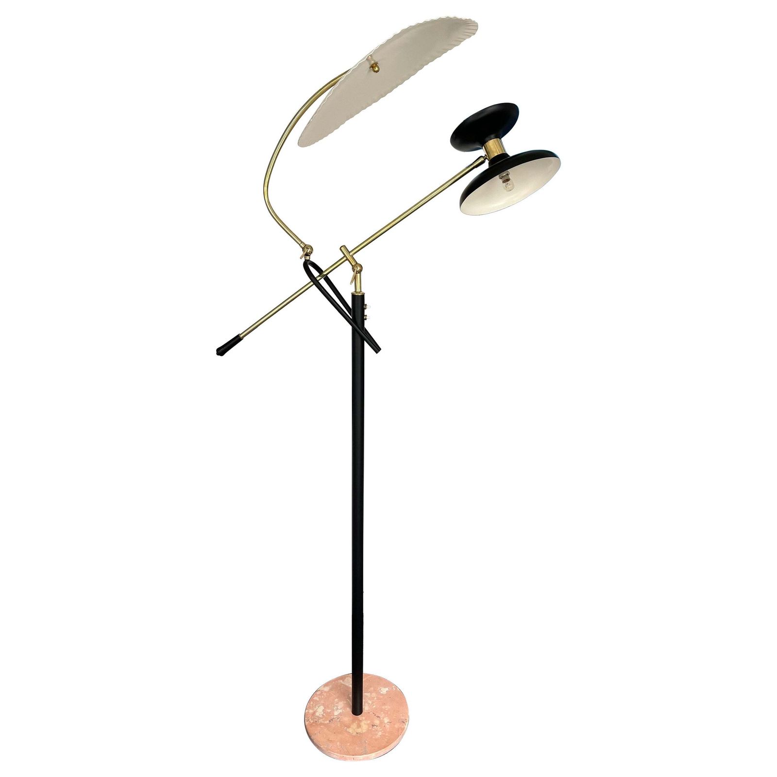 Mid Century Modern  Reading Floor Lamp Brass Lacquered Metal, Italy, 1950s
