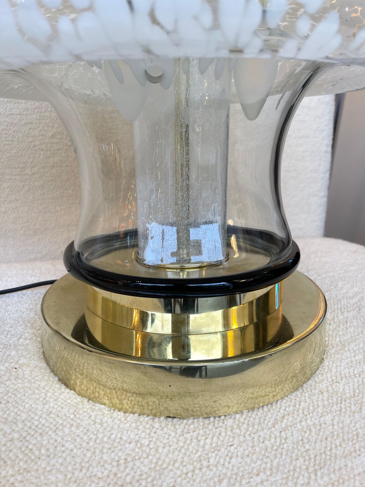 Contemporary Pair Of Murano Glass And Brass Mushroom Lamps. Italy photo furniture