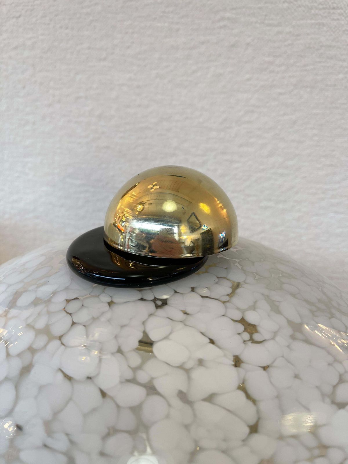 Contemporary Pair Of Murano Glass And Brass Mushroom Lamps. Italy photo for sale