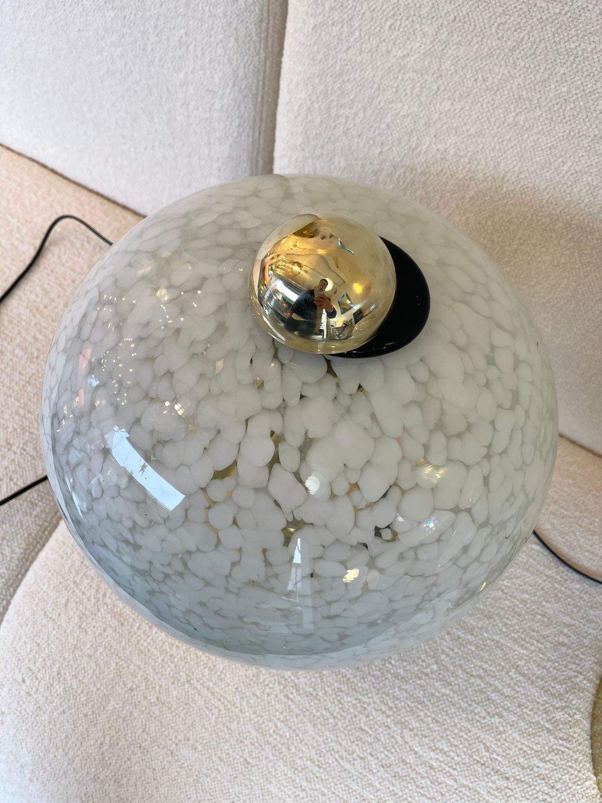 Contemporary Pair Of Murano Glass And Brass Mushroom Lamps. Italy photo vintage
