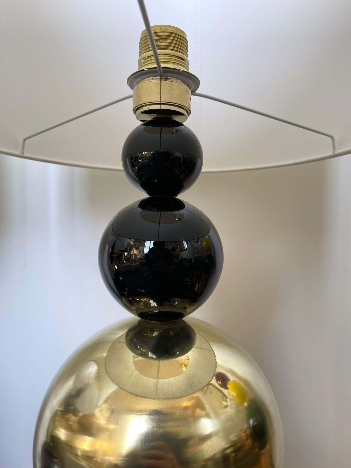 Contemporary Pair Of Brass Murano Glass Atomo Lamps, Italy photo vinterior
