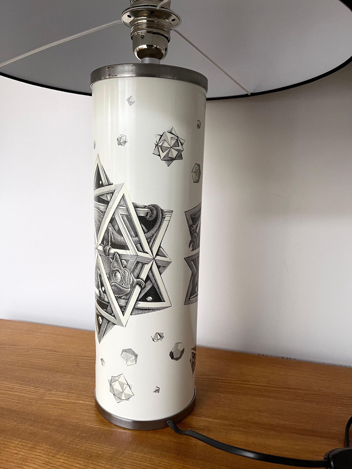 3849.0 Pair Of Lamps Black And White Mc Maurits Cornelis Escher. Italy, 1980s photo