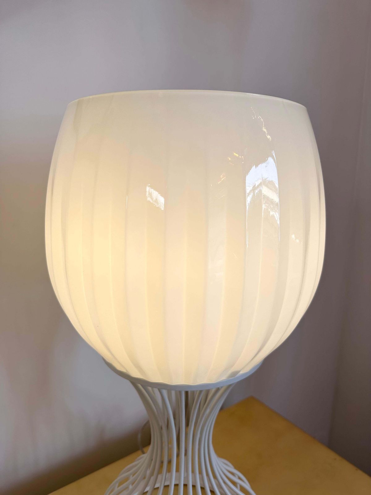 Pair Of Lamps Cup Murano Glass And White Metal By Vistosi, Italy, 1990s photo Lighting