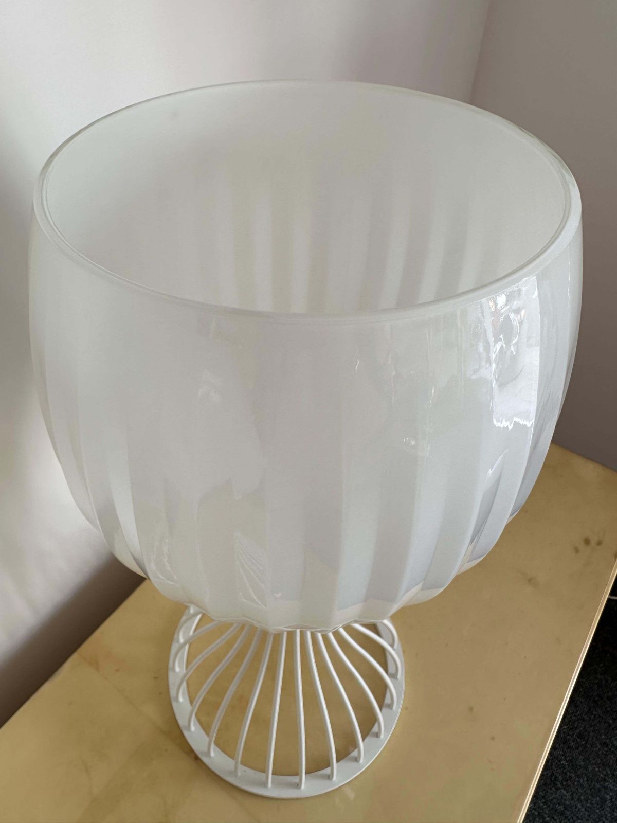 Pair Of Lamps Cup Murano Glass And White Metal By Vistosi, Italy, 1990s photo vintage