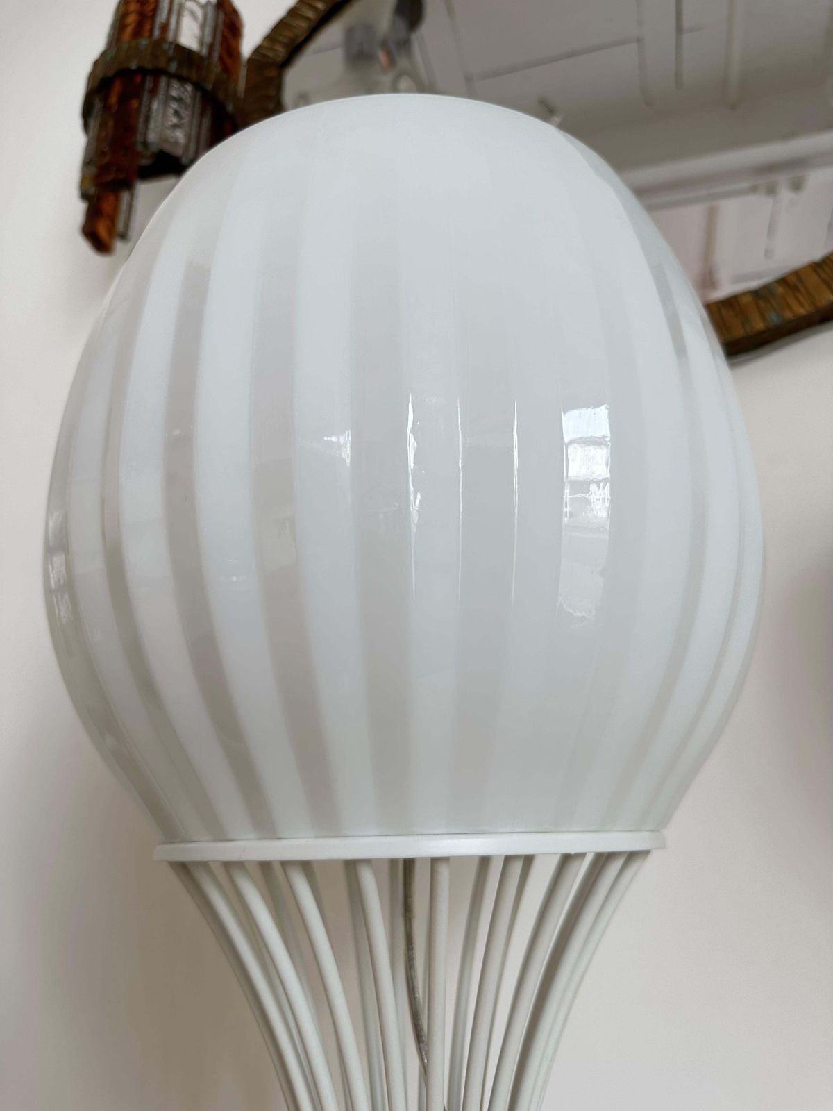 photo vinterior Pair Of Lamps Cup Murano Glass And White Metal By Vistosi, Italy, 1990s