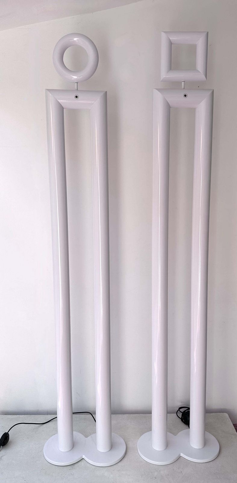 Pair Of Metal Floor Lamps Boy And Girl By Remo Buti For Neofos, Italy, 1980s photo vinterior
