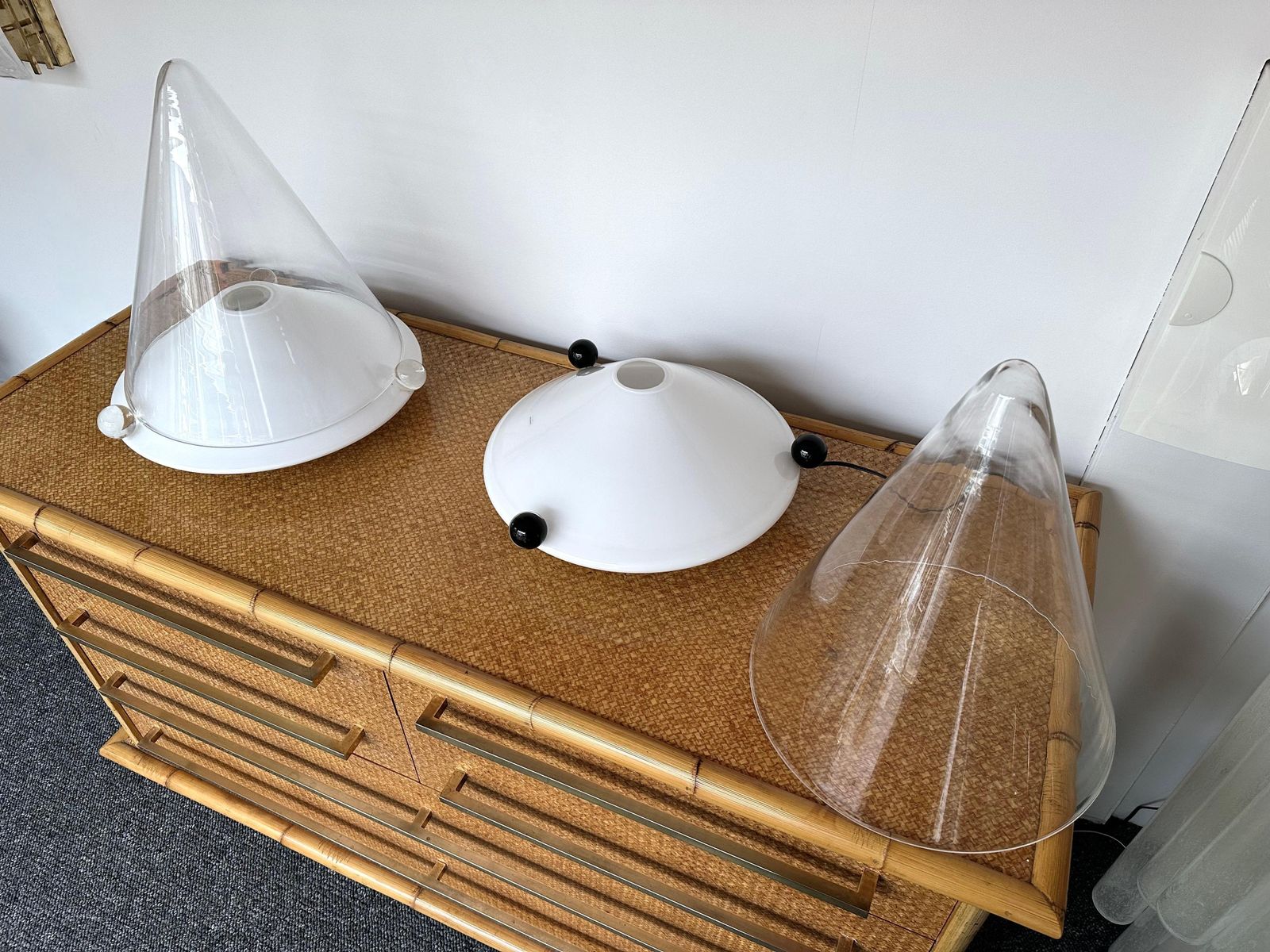 Pair Of Lamps Murano Glass By Leucos, Italy, 1980s photo vintage