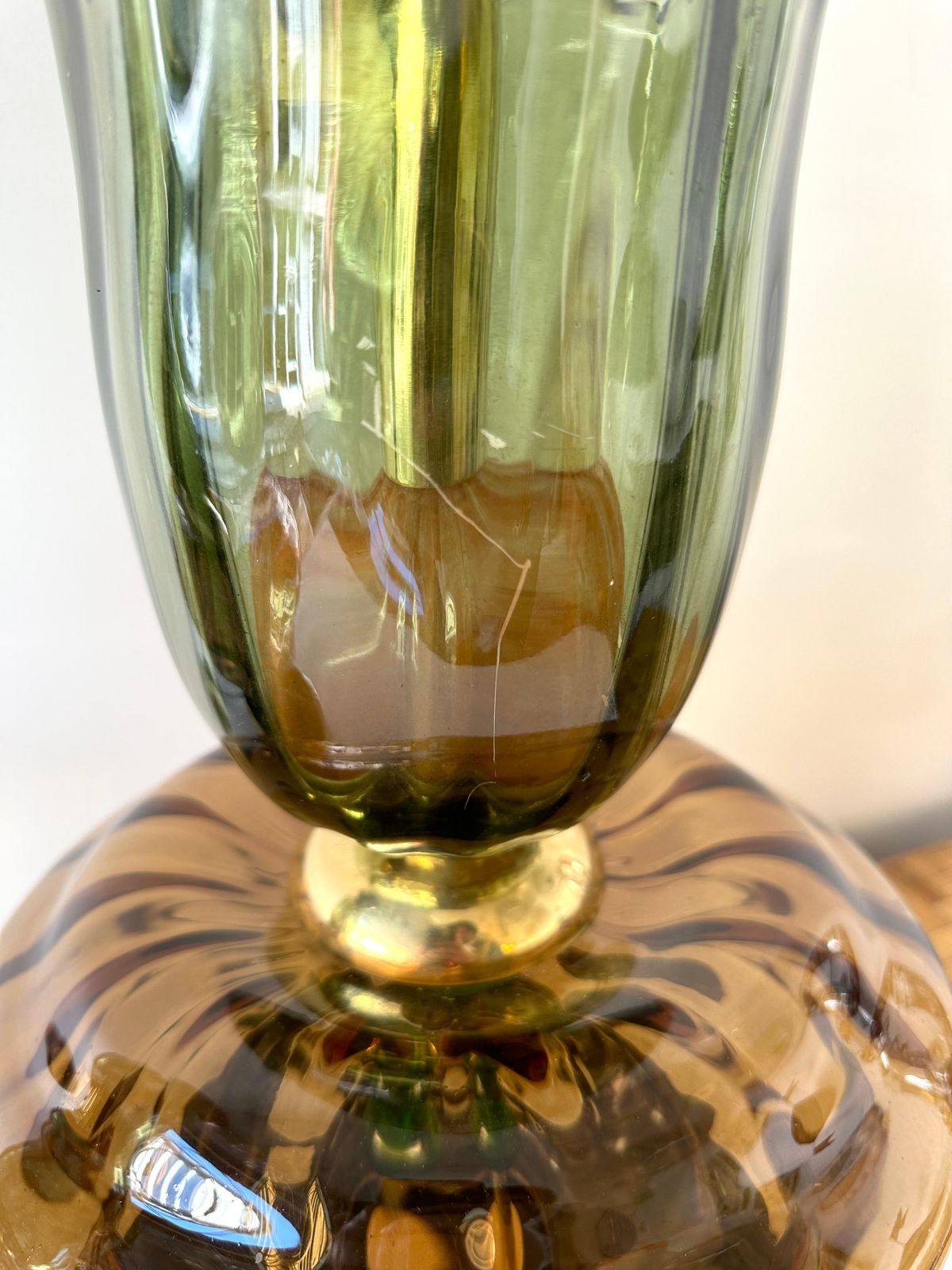 Contemporary Pair Of Brass And Murano Glass Flower Lamps, Italy photo buy