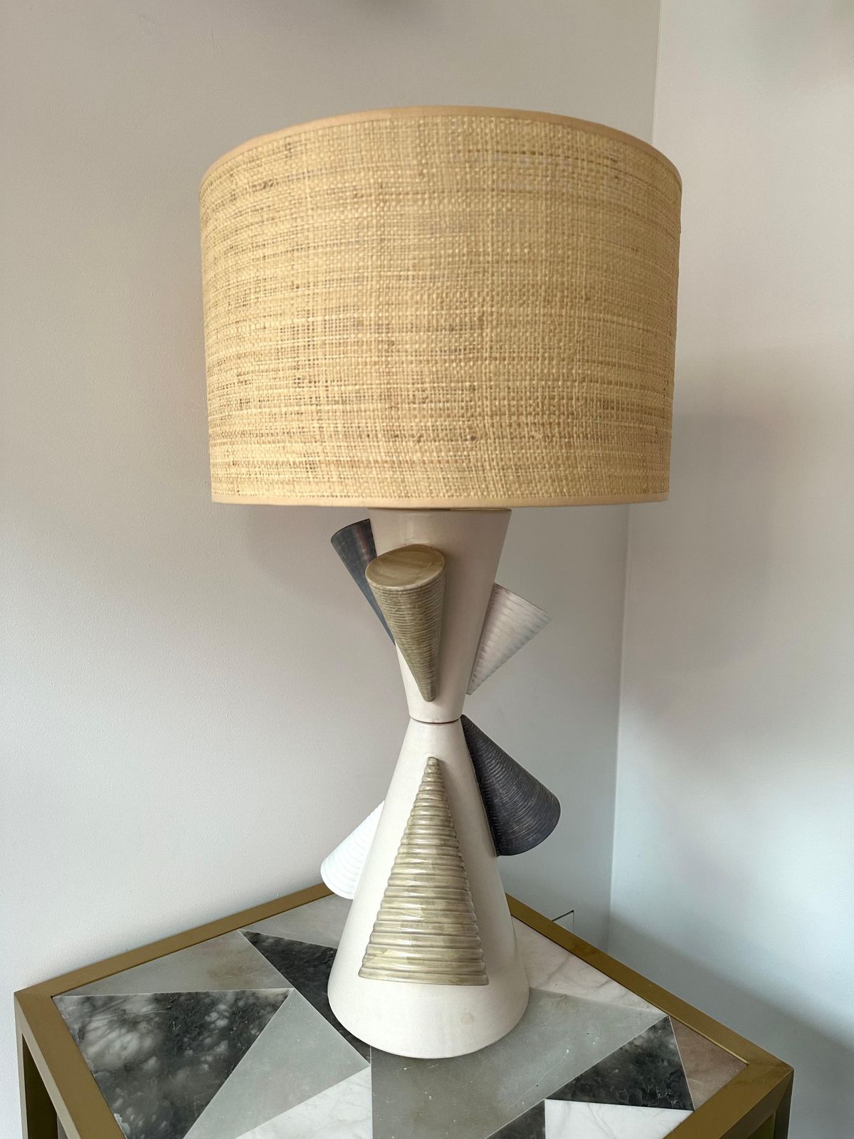 Contemporary Pair Of Ceramic Cone Lamps By Antonio Cagianelli, Italy photo Lighting