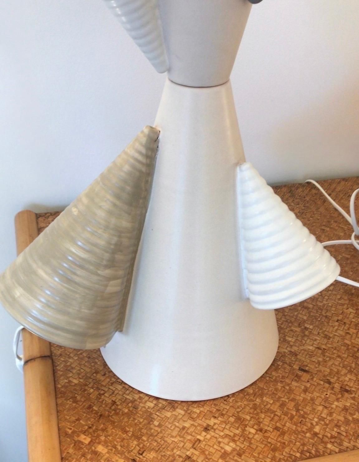 photo furniture Contemporary Pair Of Ceramic Cone Lamps By Antonio Cagianelli, Italy