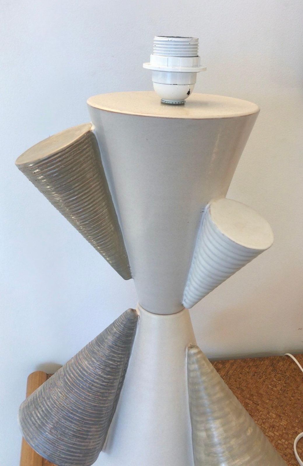 photo for sale Contemporary Pair Of Ceramic Cone Lamps By Antonio Cagianelli, Italy
