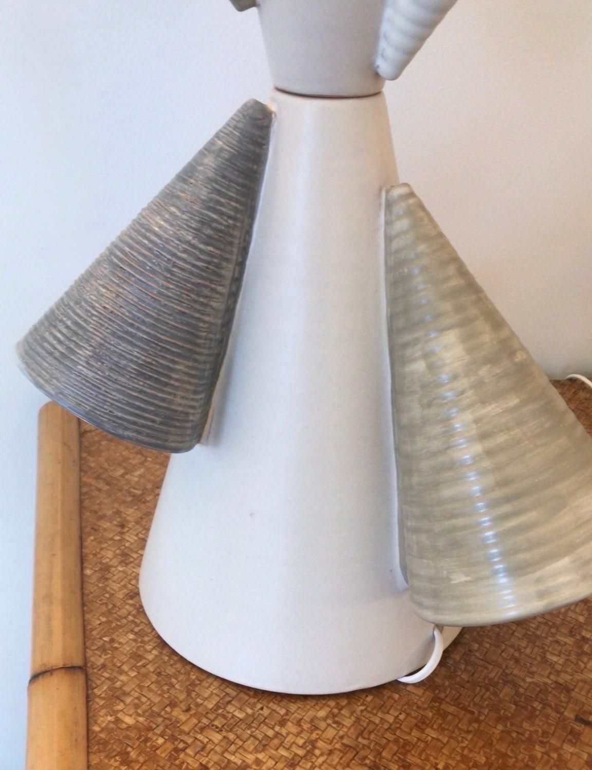 Lighting Contemporary Pair Of Ceramic Cone Lamps By Antonio Cagianelli, Italy photo