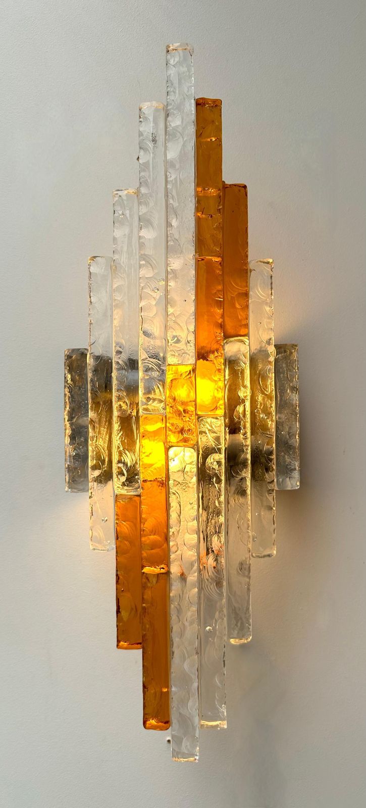 Hammered Glass Metal Sconce By Poliarte, Italy, 1970s photo furniture
