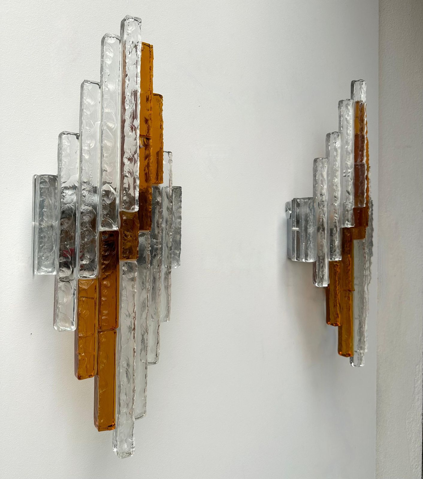 Hammered Glass Metal Sconce By Poliarte, Italy, 1970s photo vintage