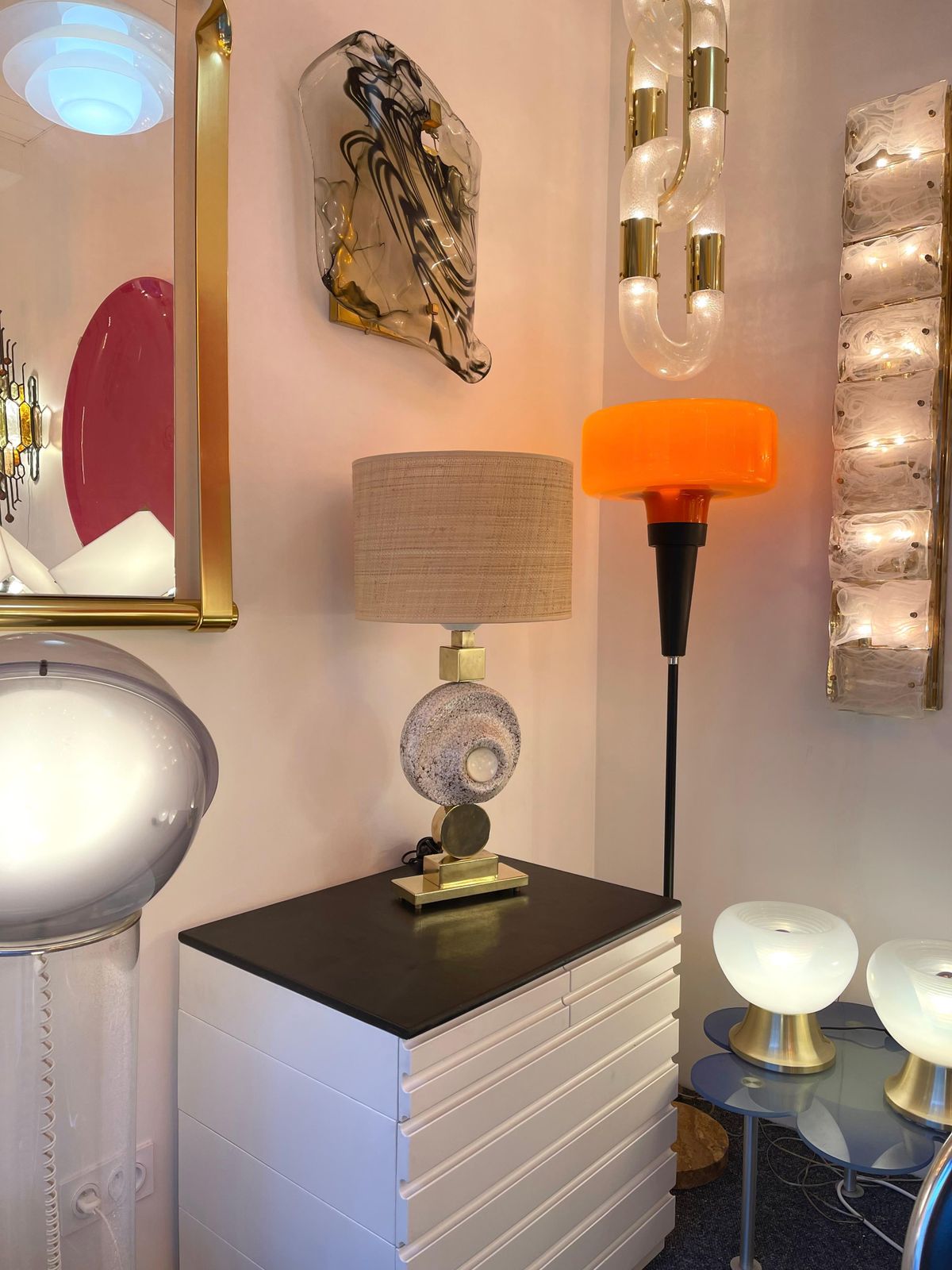 2395.0 Contemporary Brass Ceramic Murano Glass Eye Sculpture Lamp, Italy photo