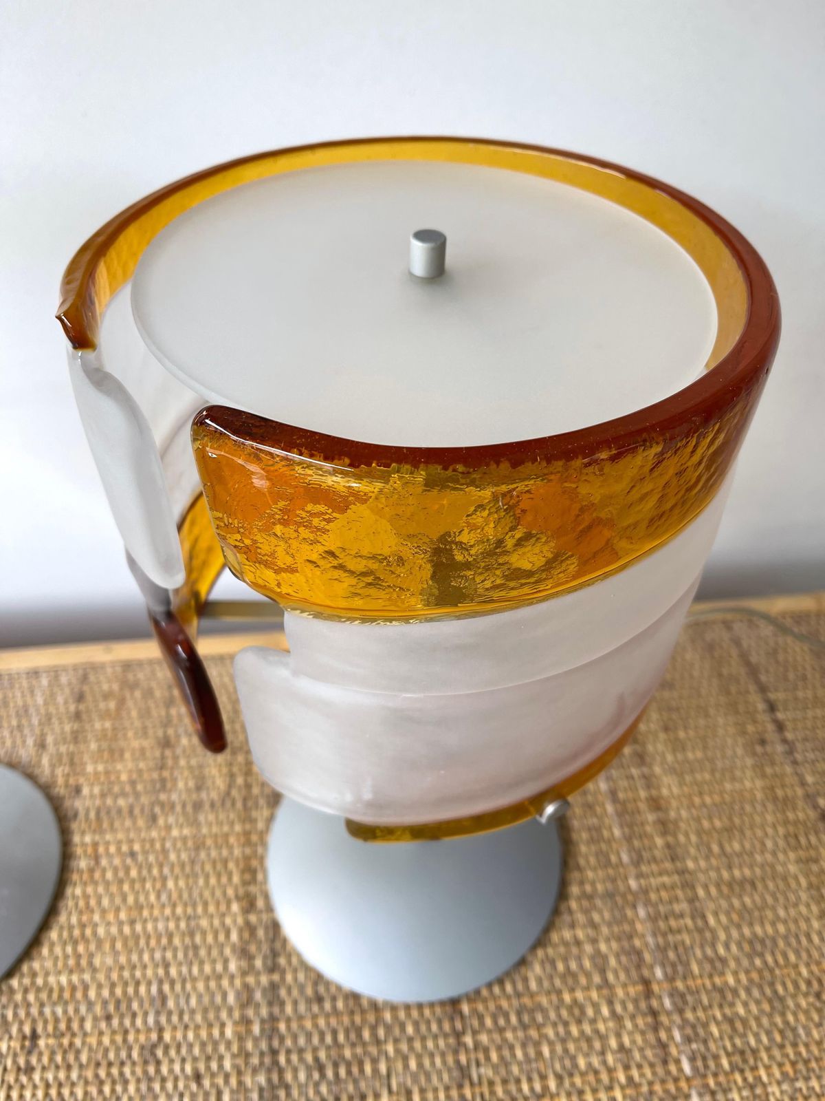 Pair Of Murano Glass Lamps By Mazzega, Italy, 1980s photo for sale