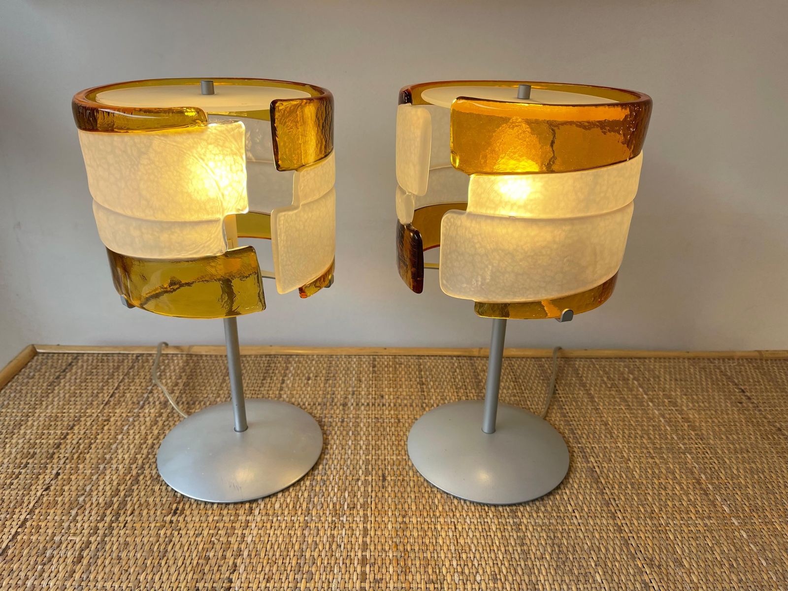 2566.0 Pair Of Murano Glass Lamps By Mazzega, Italy, 1980s photo