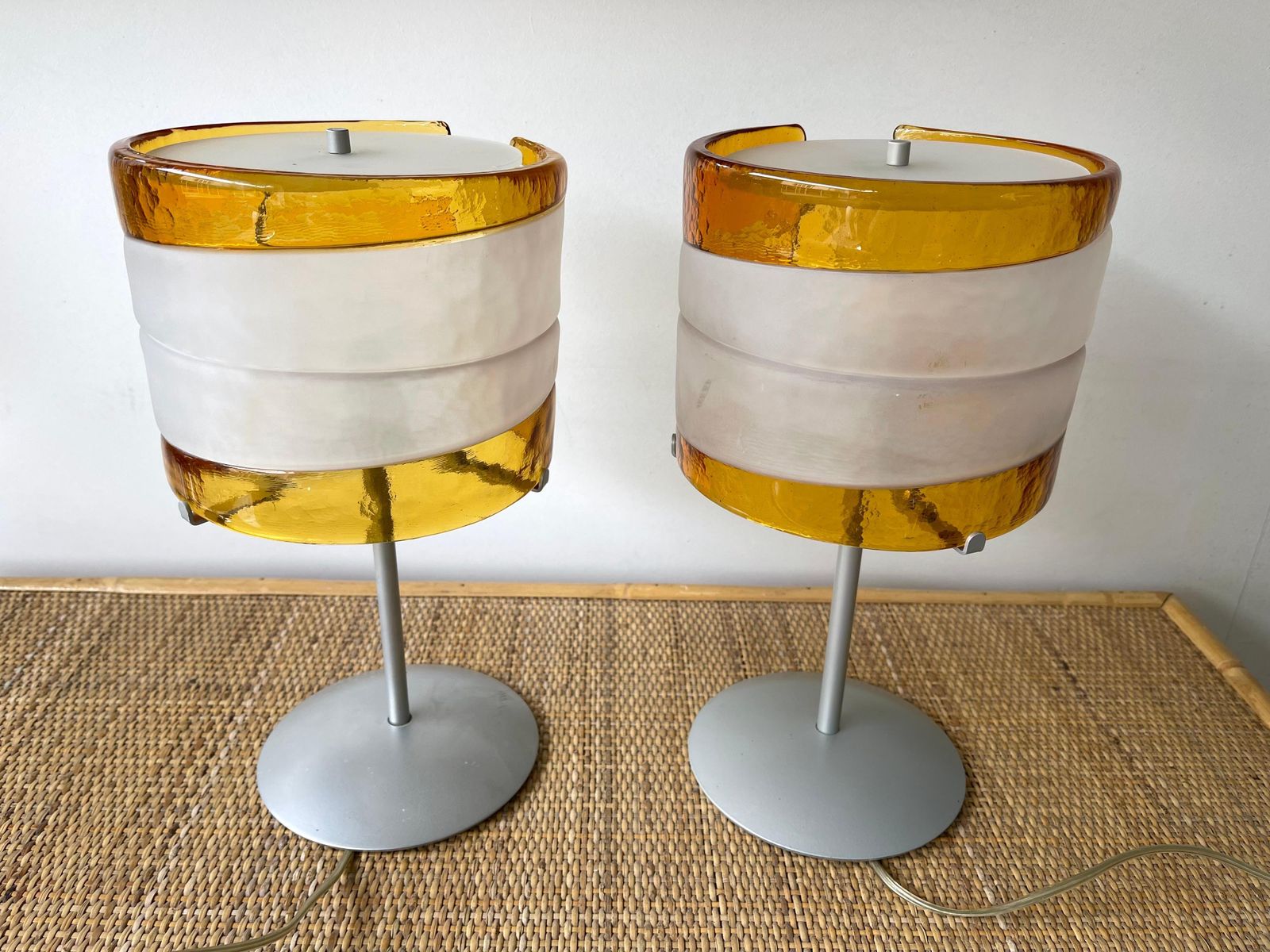photo vinterior Pair Of Murano Glass Lamps By Mazzega, Italy, 1980s