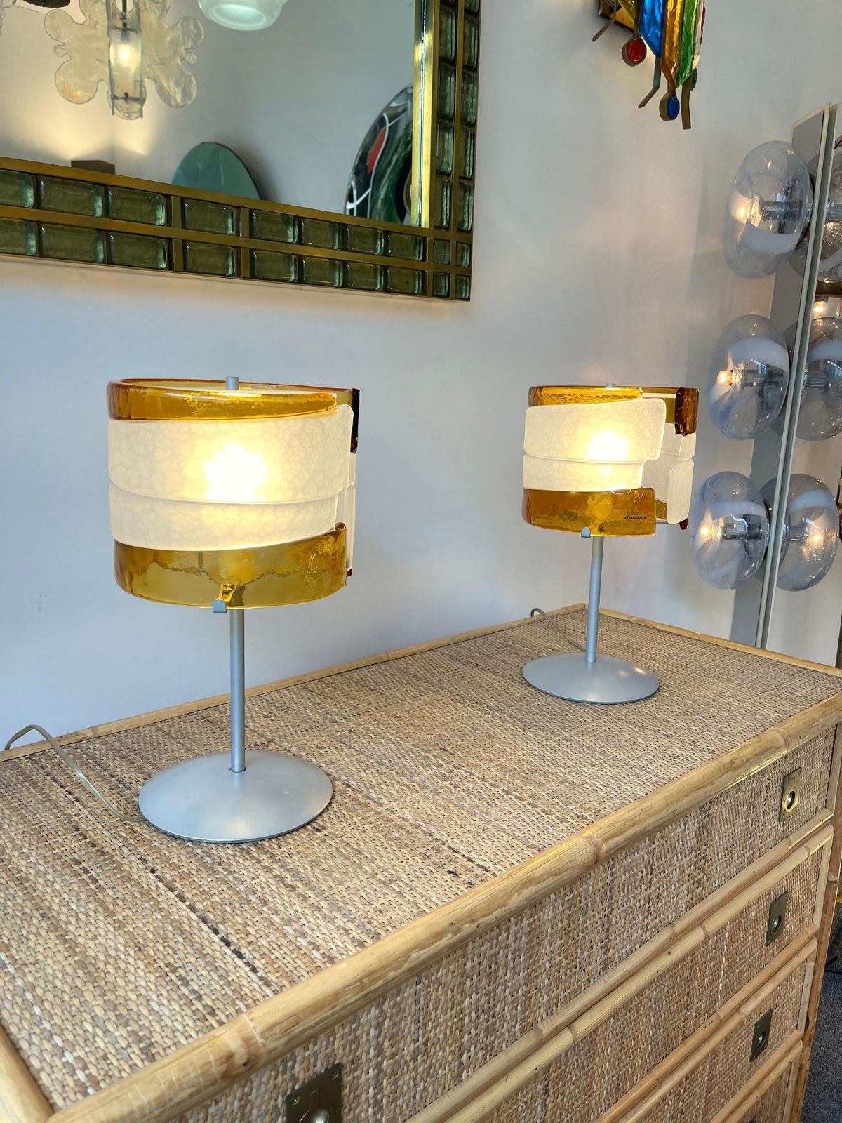 photo buy Pair Of Murano Glass Lamps By Mazzega, Italy, 1980s