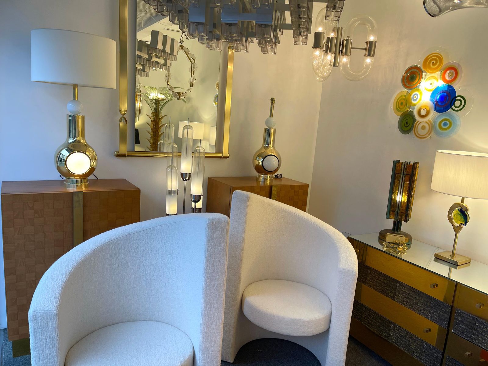 photo buy Contemporary Brass Pair Of Eyes Ball Lamps, Italy